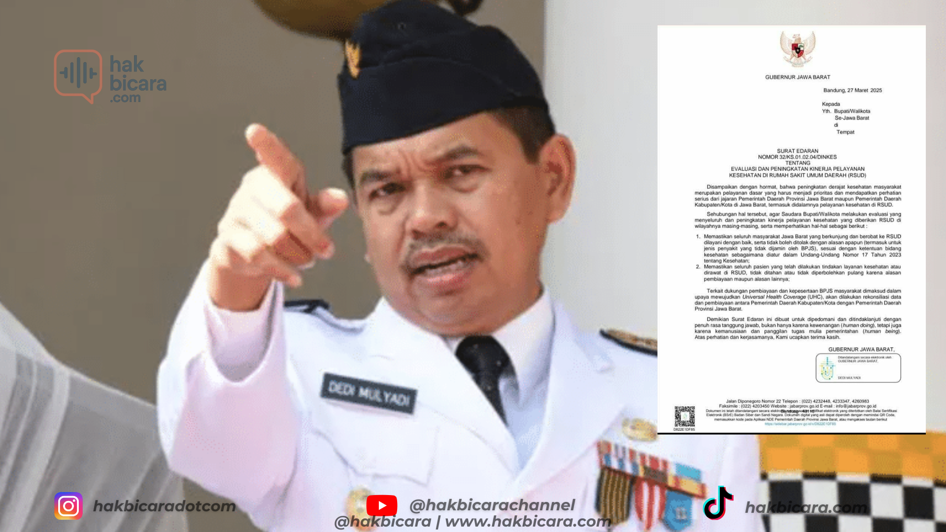 Gubernur Jabar Terbitkan Edaran, Tekankan RSUD Layani Pasien Tanpa Diskriminasi